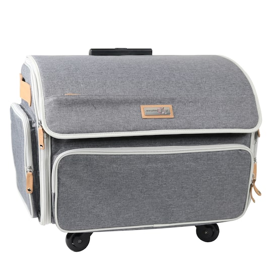 Everything Mary Heather Gray 4-Wheel Collapsible Deluxe Sewing Machine Storage Case